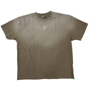Hidden NY Mens Embroidered h Logo T-Shirt Brown Sun Faded Boxy Tee XXL USA Made